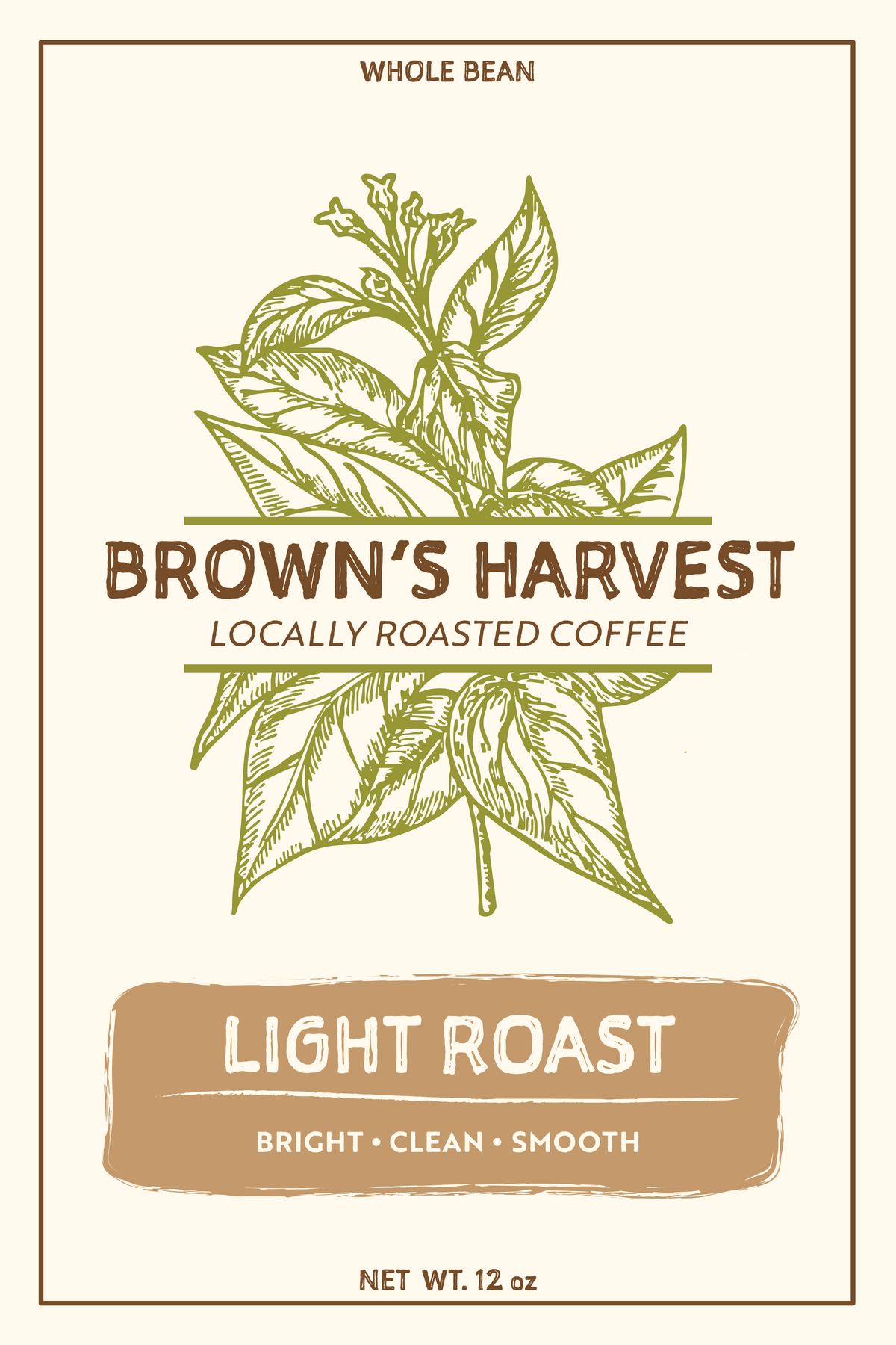 Brown's Harvest Light Roast 12 oz Whole Bean