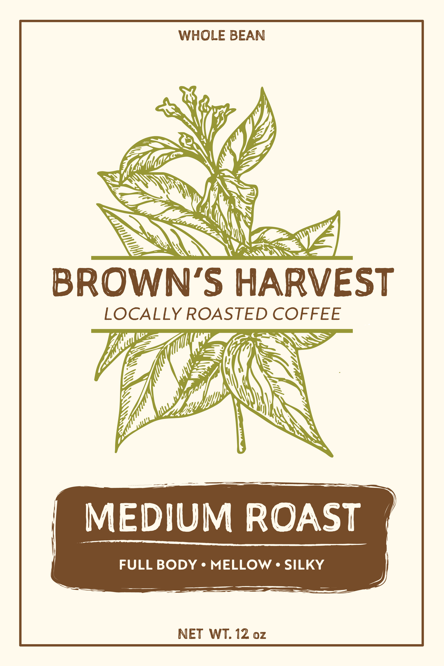 Brown's Harvest Medium Roast 12 oz Whole Bean