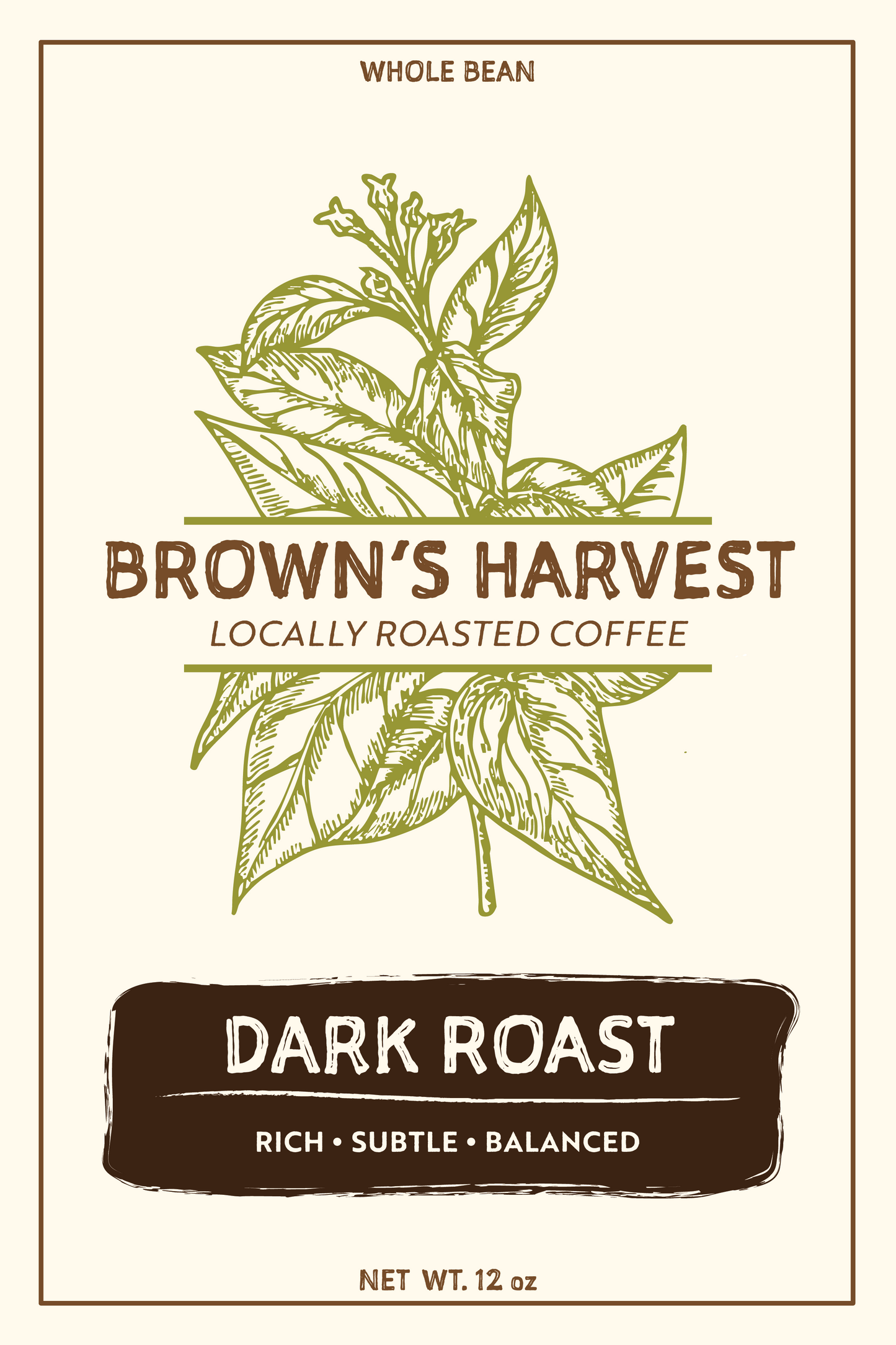Brown's Harvest Dark Roast 12 oz Whole Bean