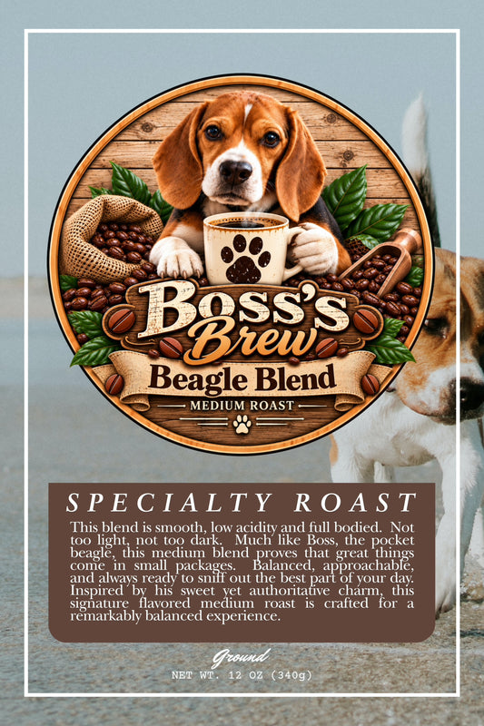 Boss’s Brew Beagle Blend – Medium Roast | 12 oz Ground Coffee