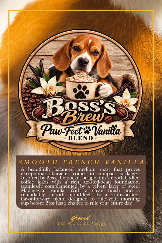 Boss’s Brew Paw-fect Vanilla – French Vanilla Coffee | 12 oz Ground (1Case 8 bags)