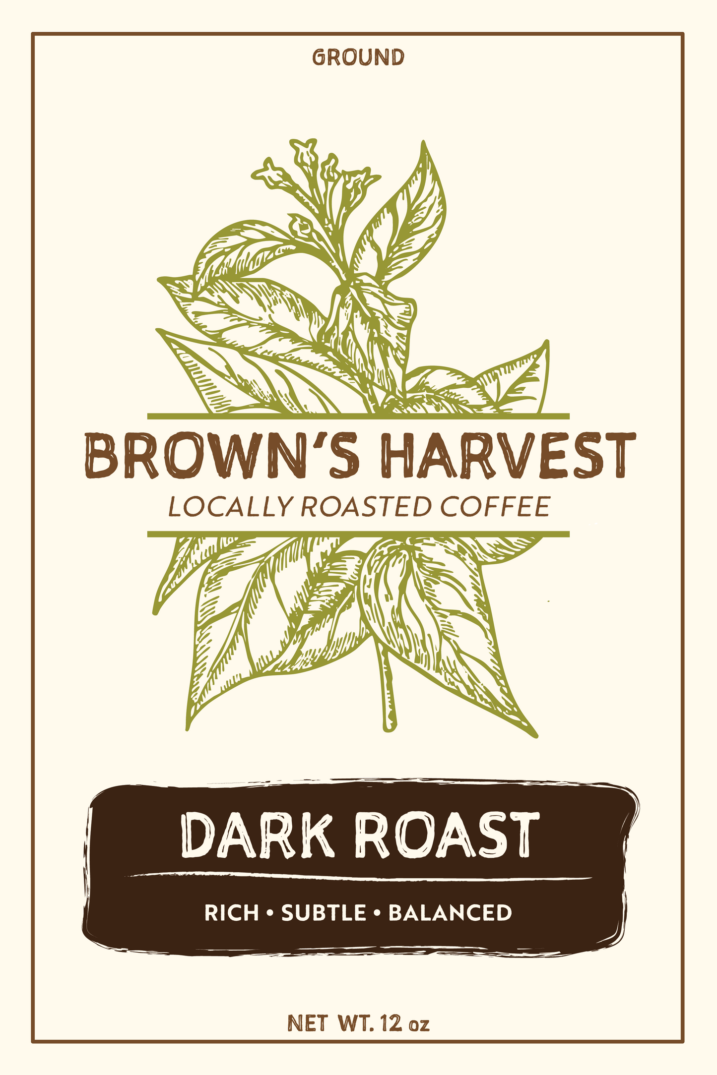 Brown's Harvest Dark Roast 12 oz Ground